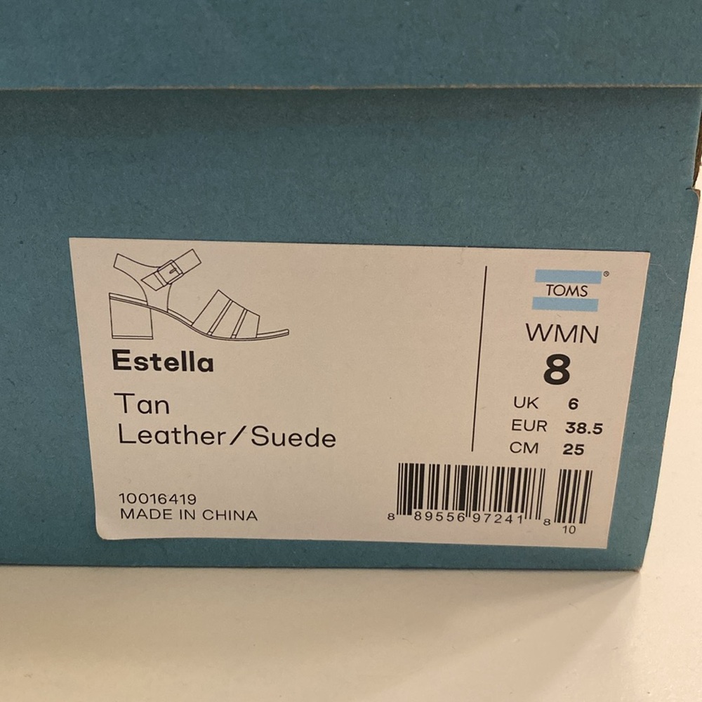Toms | Estella | Tan Leather/Suede Block Heel Sandals - Picture 13 of 15